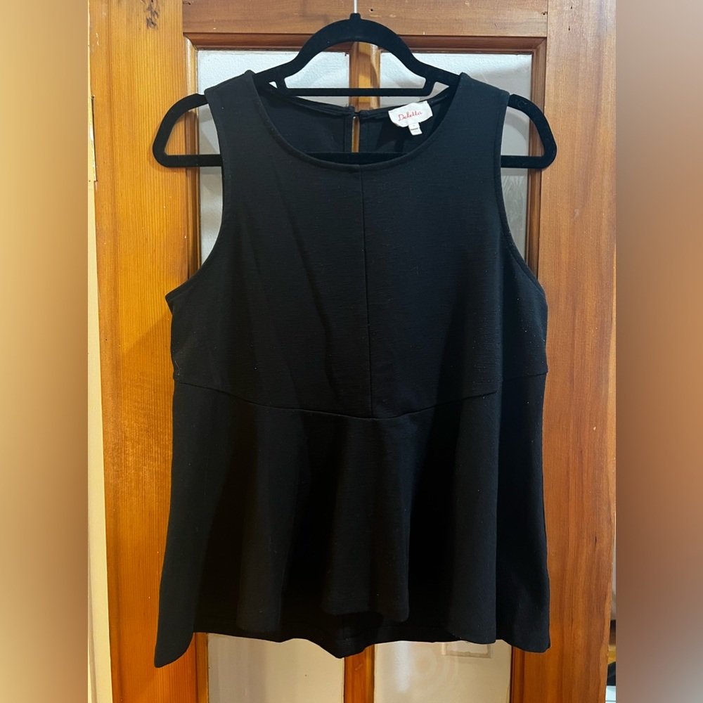 Anthropologie Peplum Tank, Black, M